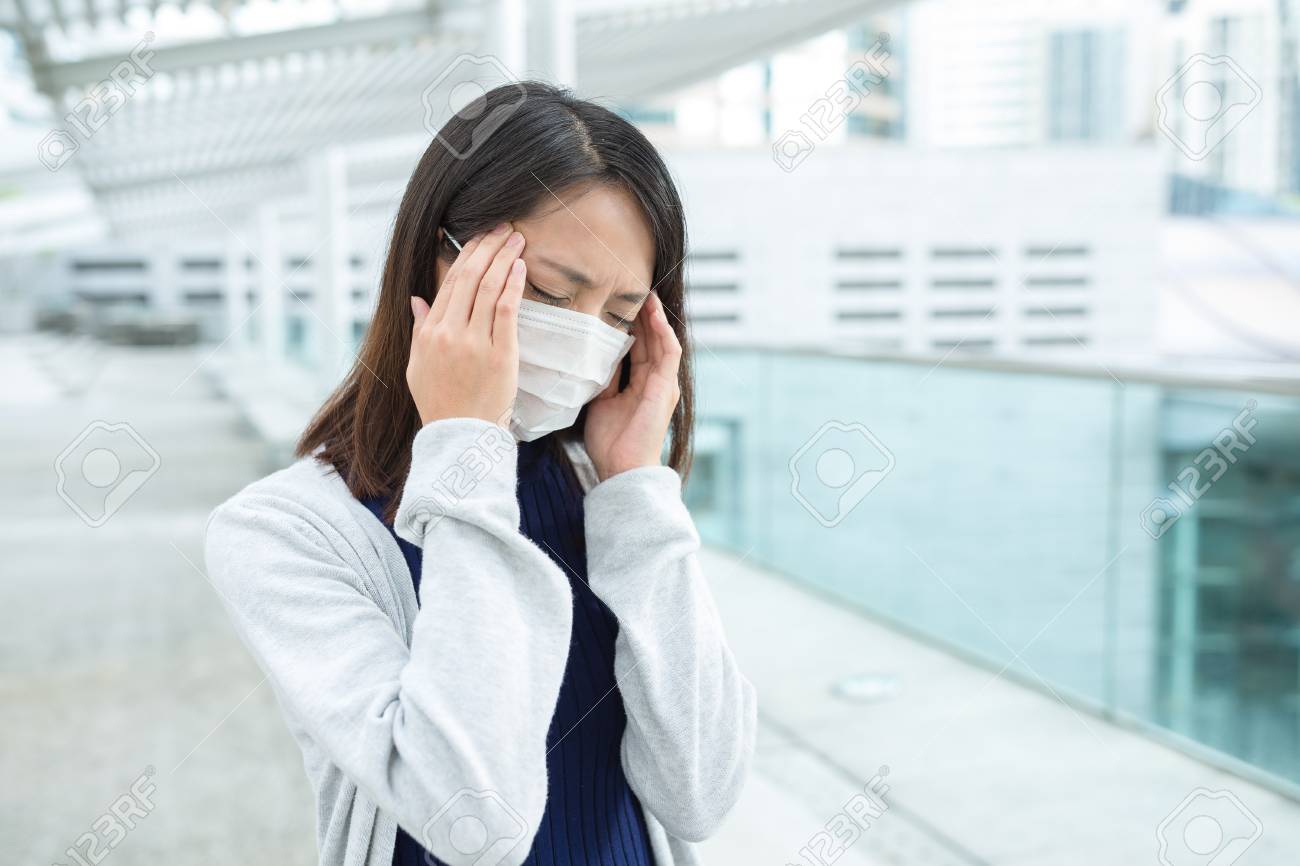 Woman suffer from headache